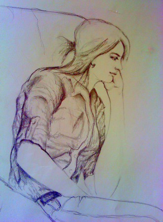 Rýchla kresba sediacej postavy