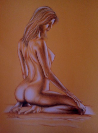 Akt A3 - farebný podklad, tri colours