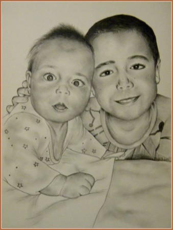 Dvojportrét detí A3 - ceruza